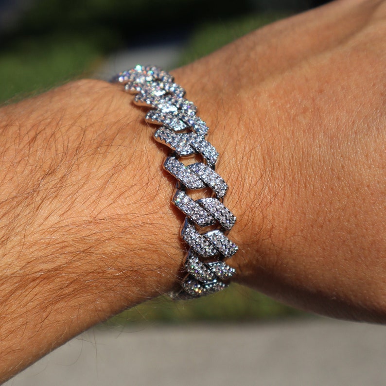 Prong Miami Cuban Link 14k Gold Bracelet