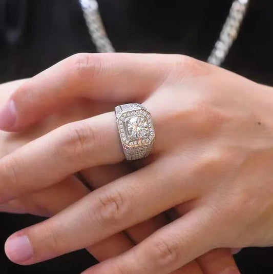 One Carat Super Luxury Moissanite Diamonds Men's Ring