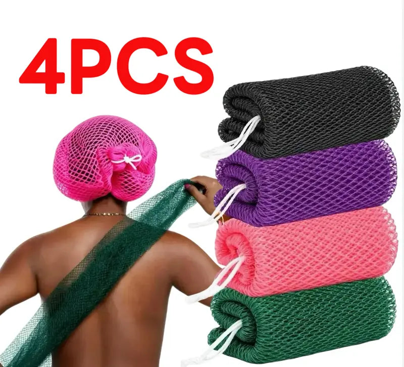 4PCS Exfoliating Net Sponge Porous  Quick-Body Scrubber Exfoliating