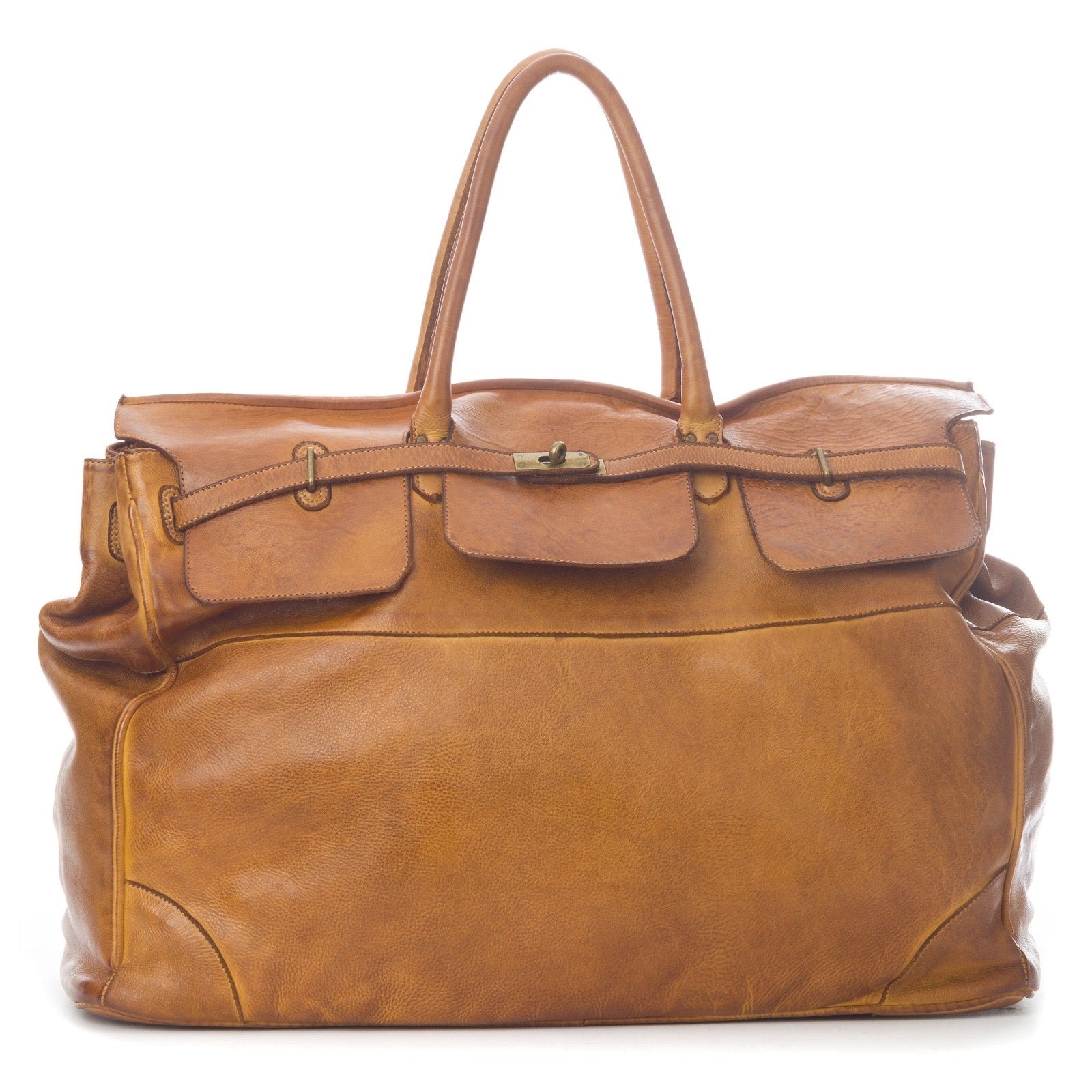 Leather Tote Shaped Travel Bag