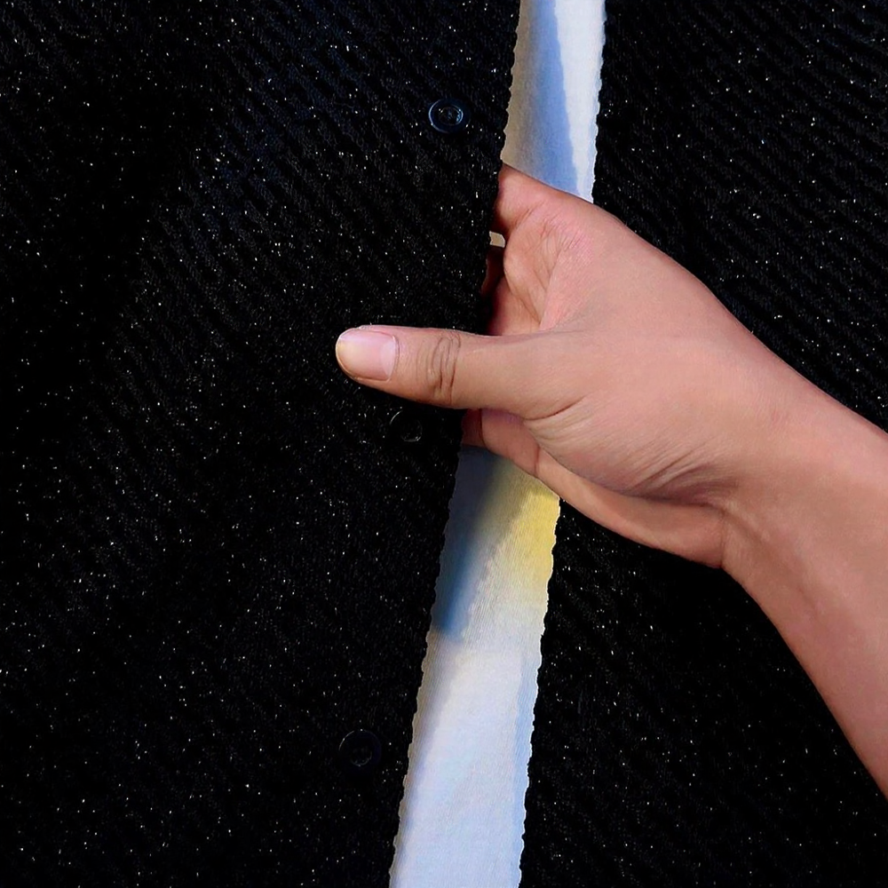 Starry Textured Jacquard Lapel Jacket