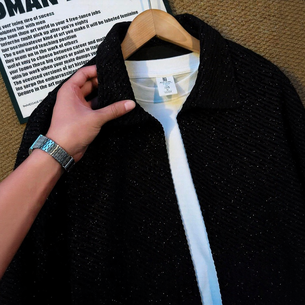 Starry Textured Jacquard Lapel Jacket