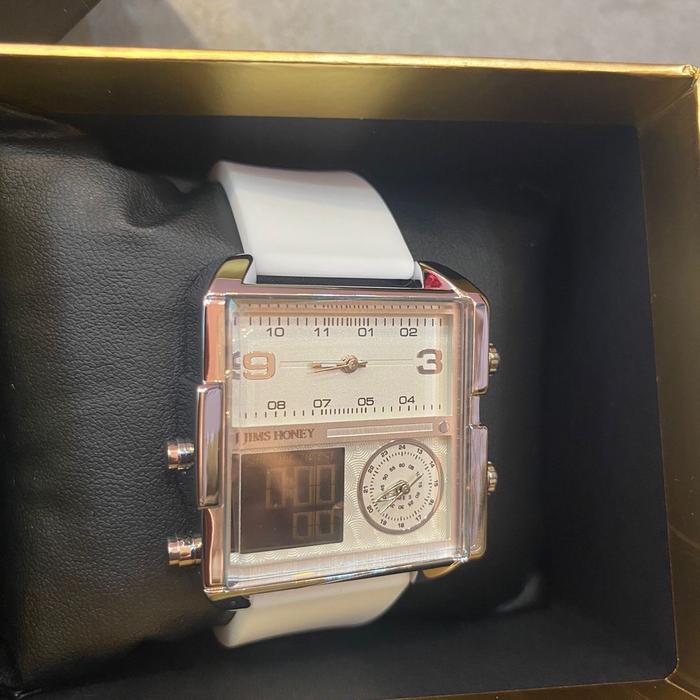 Three time zone electronic luminous mechanical multi-function watch