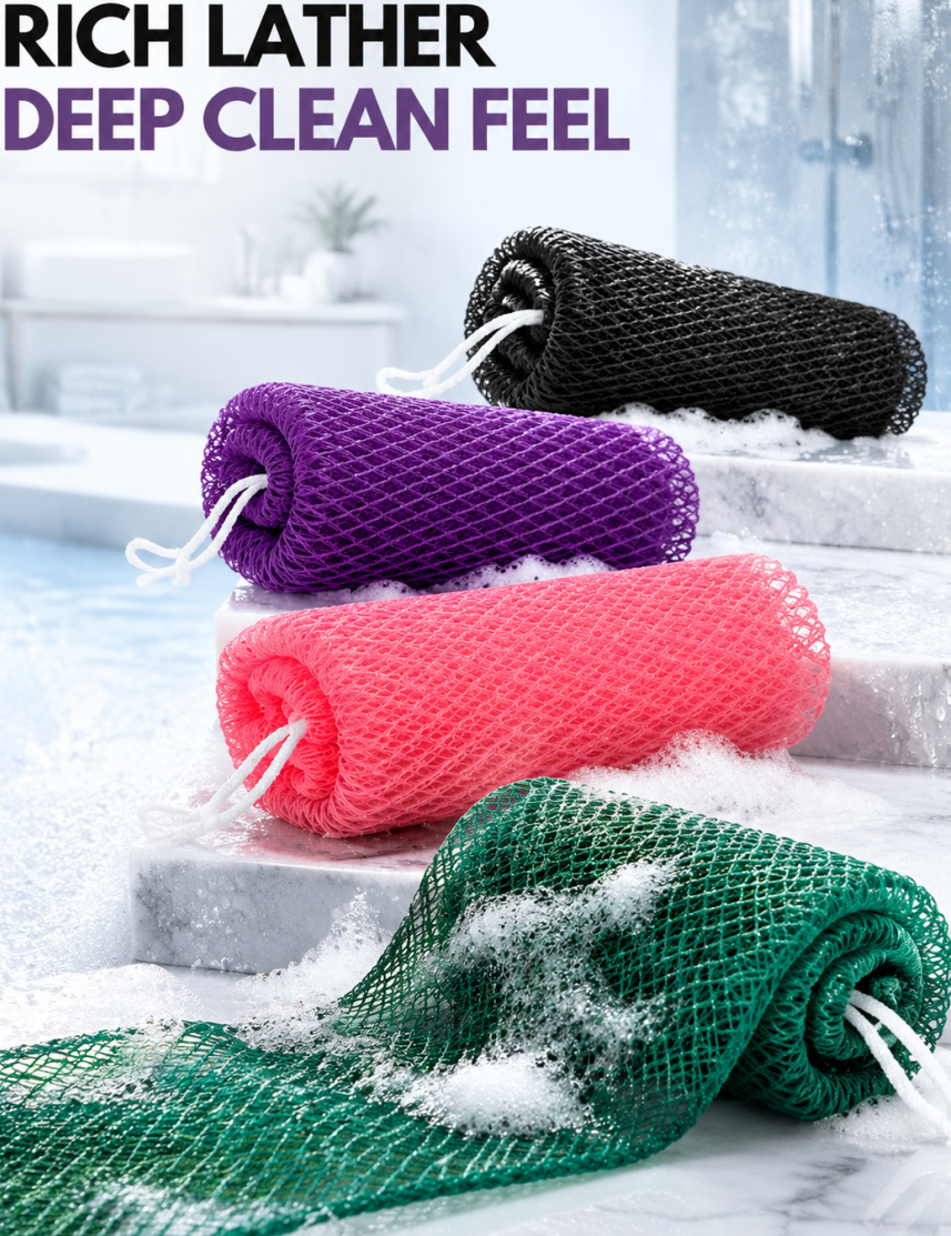 4PCS Exfoliating Net Sponge Porous  Quick-Body Scrubber Exfoliating