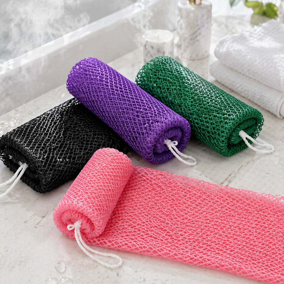 4PCS Exfoliating Net Sponge Porous  Quick-Body Scrubber Exfoliating