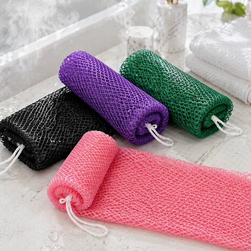 4PCS Exfoliating Net Sponge Porous  Quick-Body Scrubber Exfoliating