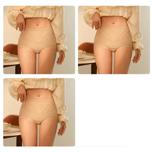 High waist tummy control invisible silk women's underwear